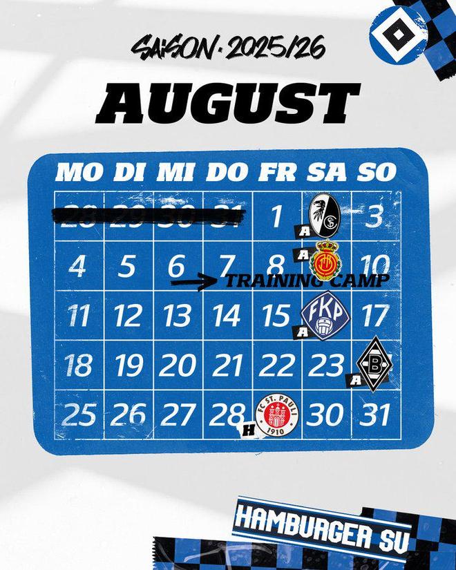 漢堡8月賽程，新季期待，德甲就緒！